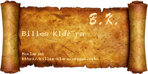 Billes Klára névjegykártya