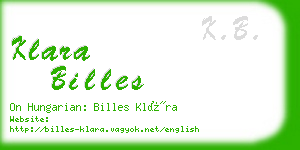 klara billes business card